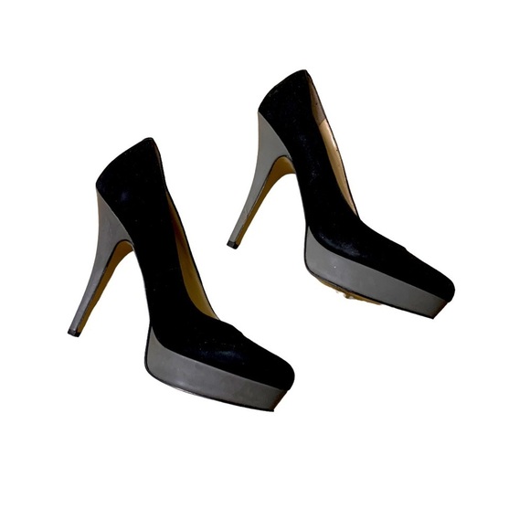 Enzo Angiolini | Platform Heel Dress Shoes Black Gray 3 Inch Heels - Picture 1 of 9